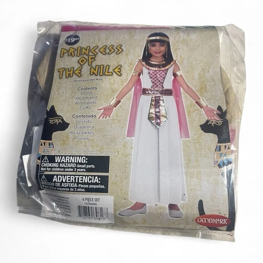 Girls Cleopatra White Dress with Gold Arm Bands Costume  Size XL (14/16) / New